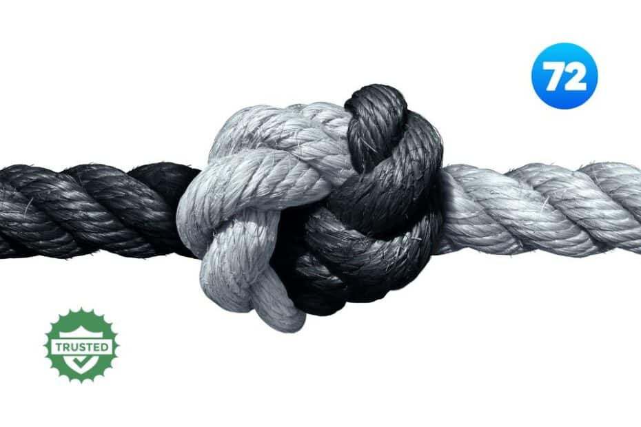 A dark and light rope knotted together - 72 trust sayings to think about