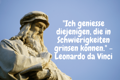 Leonardo Da Vinci Statue: Ich geniesse diejenigen, die in Schwierigkeiten grinsen können. - Leonardo da Vinci