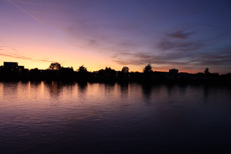 Sonnenuntergang bei Basel mit Blick auf Hunique
