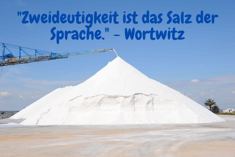 Salzberg mit Zitat: "Zweideutigkeit ist das Salz der Sprache." - Wortwitz