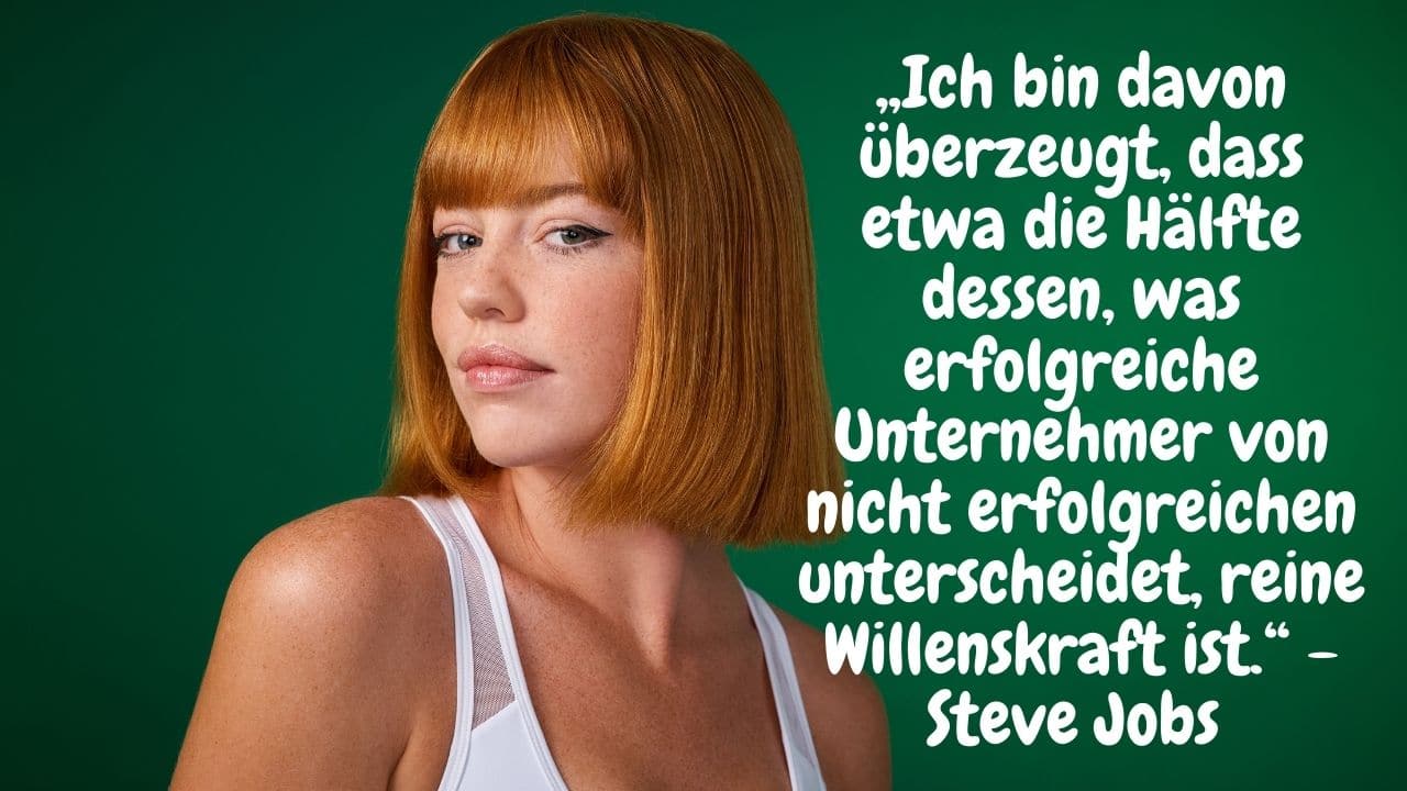 Eine Frau mit grünem Hintergrund - Steve Jobs Zitate
